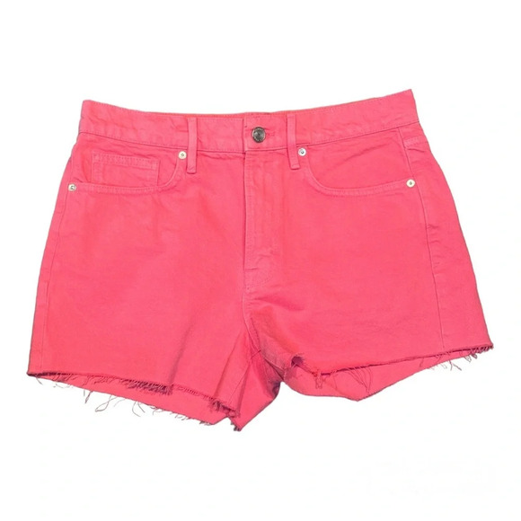 FRAME  Le Brigette Denim Shorts Size 28 Women's Hot Pink Raw Hem High Rise Beach - Picture 4 of 16